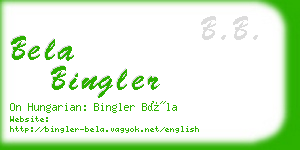 bela bingler business card